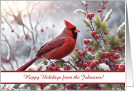 Happy Holidays Christmas Custom From Name on the Cover Cardinal card