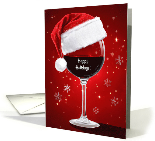 Happy Holidays Cute and Fun Glass of Red Wine with Santa... (1882236)