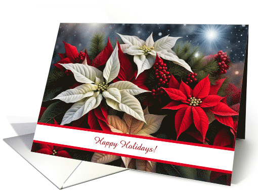 Happy Holidays Christmas with Pretty Poinsettias Custom... (1882258)