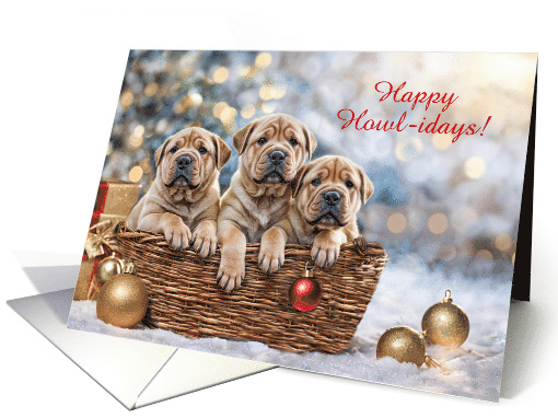 Christmas Cute Shar Pei Type Puppies in A Basket Custom... (1883038)