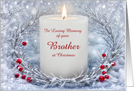 Brother Christmas Remembrance with Candle Snow Custom Text card