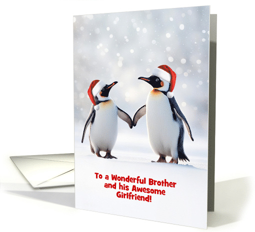Brother and Girlfriend Cute Couple of Penguins Christmas... (1885396)