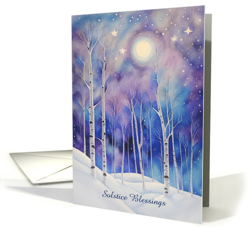 Winter Solstice Blessings Birch Trees in the Snow Customizable card