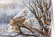 Winter Solstice Yule with Owls in the Snow Greeting card
