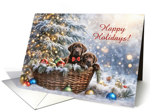 Happy Holidays Christmas with Chocolate Labrador Puppy... (1886186)