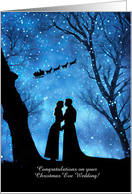 Congratulations Christmas Eve Holiday Wedding Cute Couple Custom card