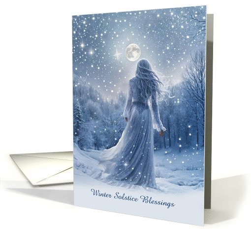 Winter Solstice Yule Snow and Moon Stars Blessing Custom... (1887532)
