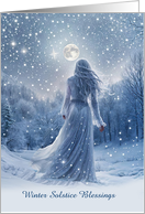 Winter Solstice Yule Snow and Moon Stars Blessing Custom Cover Text card