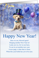 Happy New Year Inspirational Poem with Cute Yellow Labrador Puppy Dog card