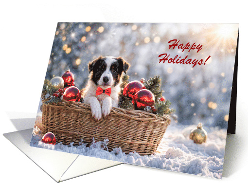 Happy Holidays Christmas Cute Border Collie Puppy Dog... (1887580)