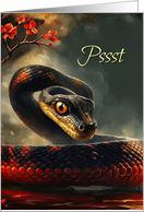 Chinese New Year of the Snake 2025 Cool Red and Gold Snake card