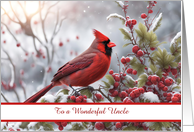 Uncle Happy Holidays Christmas with Cardinal Bird Custom card