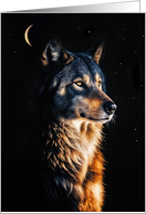 Winter Solstice with Beautiful Wolf at Night North American Wildlife card