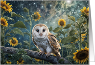 Owl in Sunflowers Pretty Mystical Blank Any Occasion Cute card