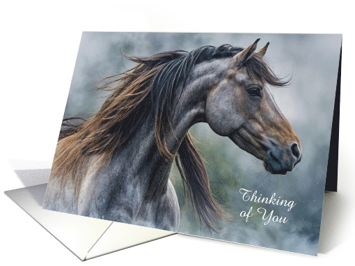 Thinking of You Beautiful Blue Roan Horse with Wind Swept... (1889436)
