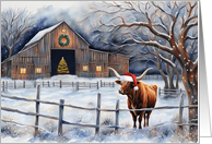 From Our Home to Yours Cute Country Western Ranch Barn Christmas card