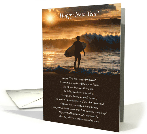 New Year Inspirational Thoughts with Surfer in a Sunrise... (1890536)