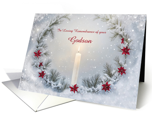 Godson Memorial Remembrance at Christmas with Candle Custom card