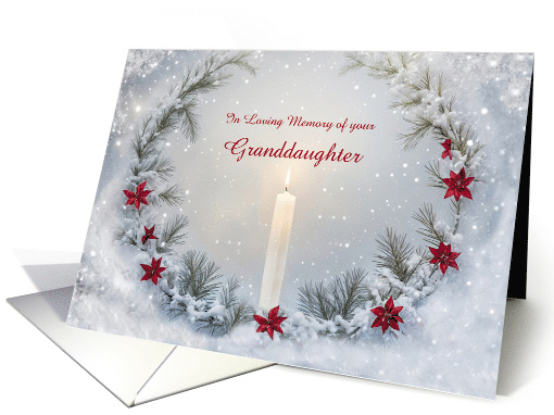 Granddaughter Christmas in Remembrance with Candle Wreath Custom card