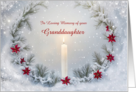 Granddaughter Christmas in Remembrance with Candle Wreath Custom card