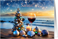 Christmas Wine and Beach Tree Salute from Across the Miles card