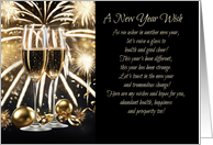 Happy New Year Wish for Health Happiness Prosperity with Champagne card