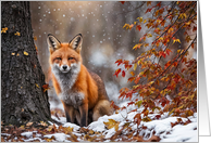 Winter Solstice Yule Beautiful Red Fox in the Snow Nature Inspired card
