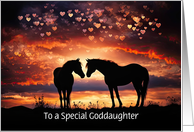 Goddaughter Happy Valentines Day With Cute Horses and Hearts Custom card