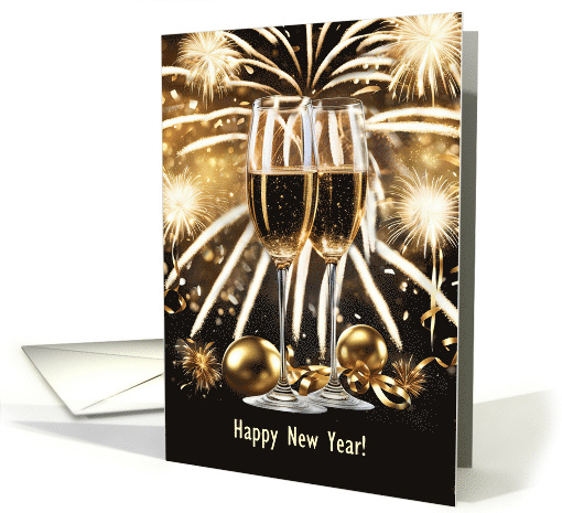 New Year with Champagne Flutes and Fireworks Festive... (1891848)