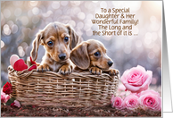 Daughter and Her Family Cute Happy Valentines Day Puppies Custom card