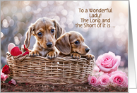 To a Wonderful Lady Woman for Her Valentines Day Cute Puppies Custom card