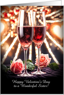 Valentines Day for Sister with Pretty Pink Champagne Custom card