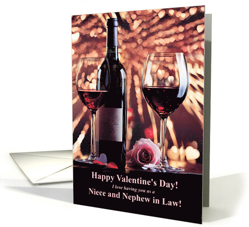 Niece and Husband Nephew in Law Happy Valentines Wine Themed card