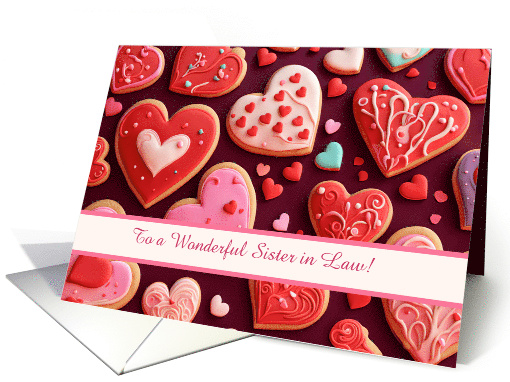 Sister in Law Happy Valentines Day Heart Cookies Customizable card