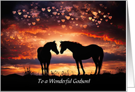 Godson Happy Valentines Day Cute Country Western Horses Custom card