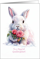 Goddaughter Happy Valentines Day Cute and Fun Bunny Rabbit Custom card