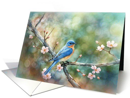 Get Well Feel Better Pretty Nature Bluebird and Blossoms card