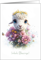 Imbolc Cute Lamb Spring Type Flowers Butterfly Pagan Holiday Custom card