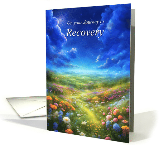 Recovery Addiction Journey Path Through Wildflowers Encouragement card