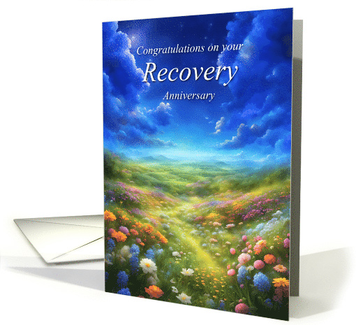 Recovery Addiction Journey Path Through Wildflowers Anniversary card