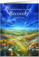 Recovery Addiction Journey Path Through Wildflowers Anniversary card