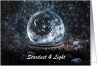 Birthday Wicca Inspired Stardust and Moon Crystal Ball Witchy Custom card