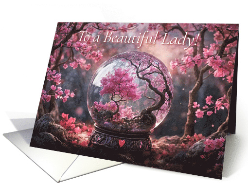 Happy Birthday Beautiful Lady Women Female with Pink... (1896052)