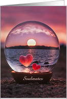 Valentines I Love You Soulmates Floating Hearts Beach Coastal Custom card