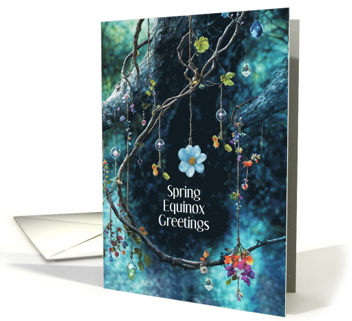 Spring Equinox Mabon Pagan Holiday with Flowers and Vines Custom card