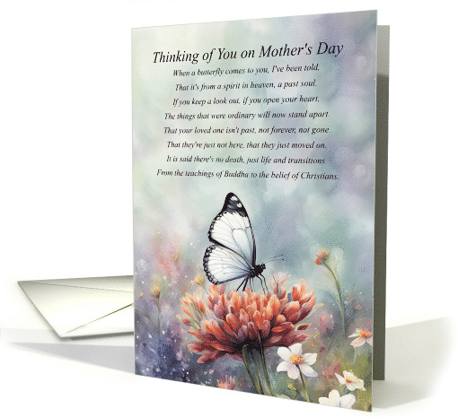 Mothers Day Grieving Remembrance with Spiritual Poem Butterfly card