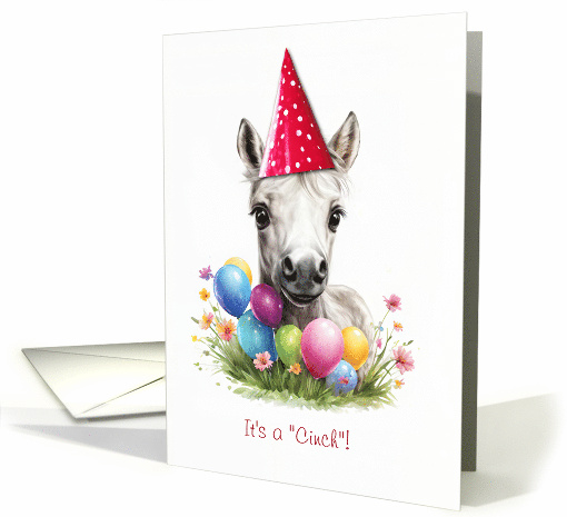 Happy Birthday Cute Pony Baby Horse with Balloons Party... (1897384)