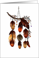Feathers and Vine with Crystals Hippie Boho New Age Spiritual Blank card