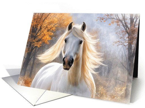 Horse with Flowing Mane in a Beautiful Fall Landscape Blank Note card