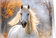 Horse with Flowing Mane in a Beautiful Fall Landscape Blank Note card